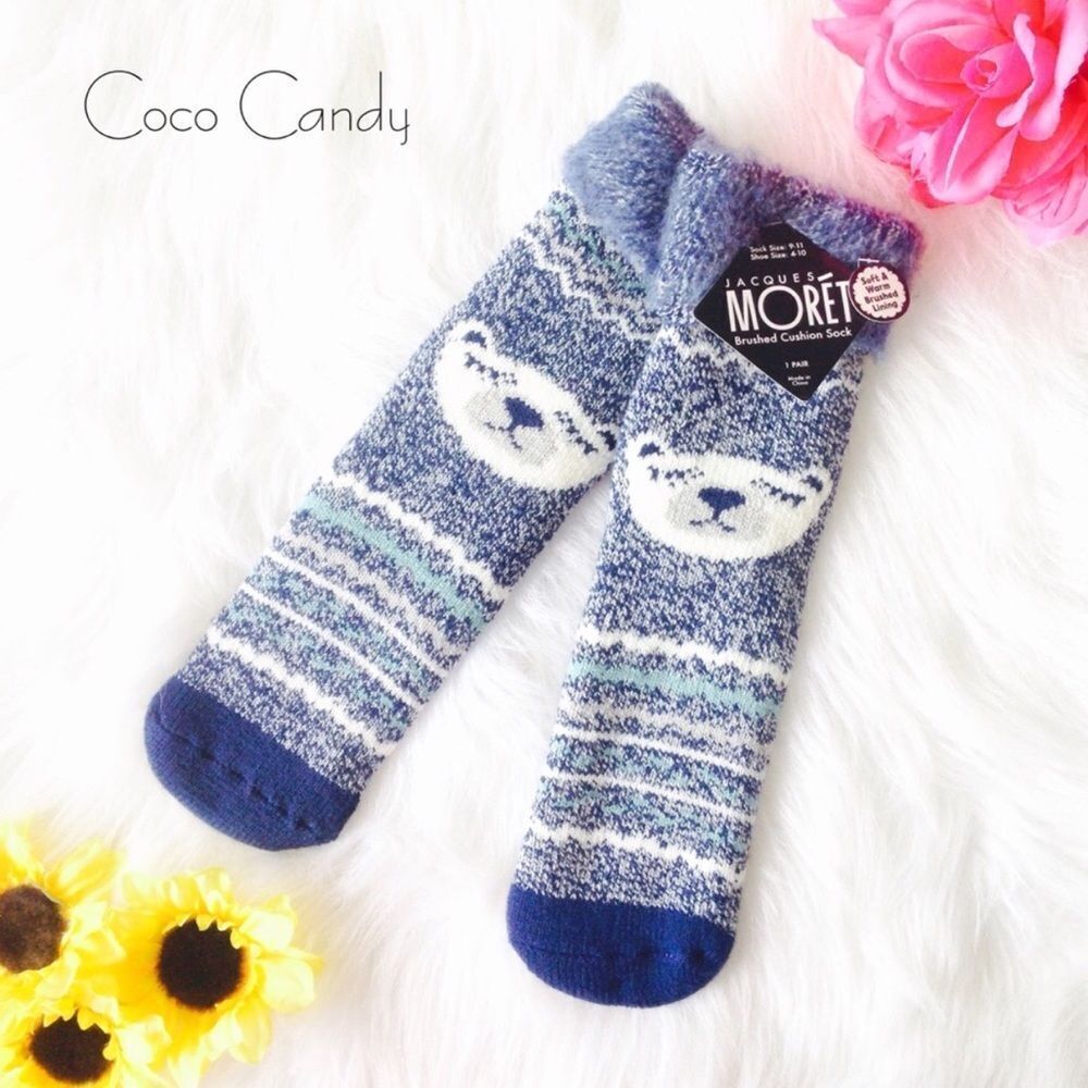 🆕Jacques Moret Blue Bear Fleece Knitted Socks